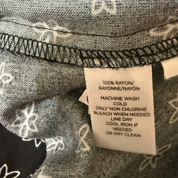 LOFT Black and Blue Patterned Midi Dress - Picture 5 of 6